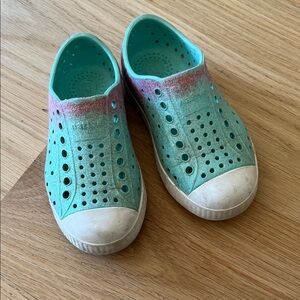 Kids Aqua and Pink Slip-On Native shoes